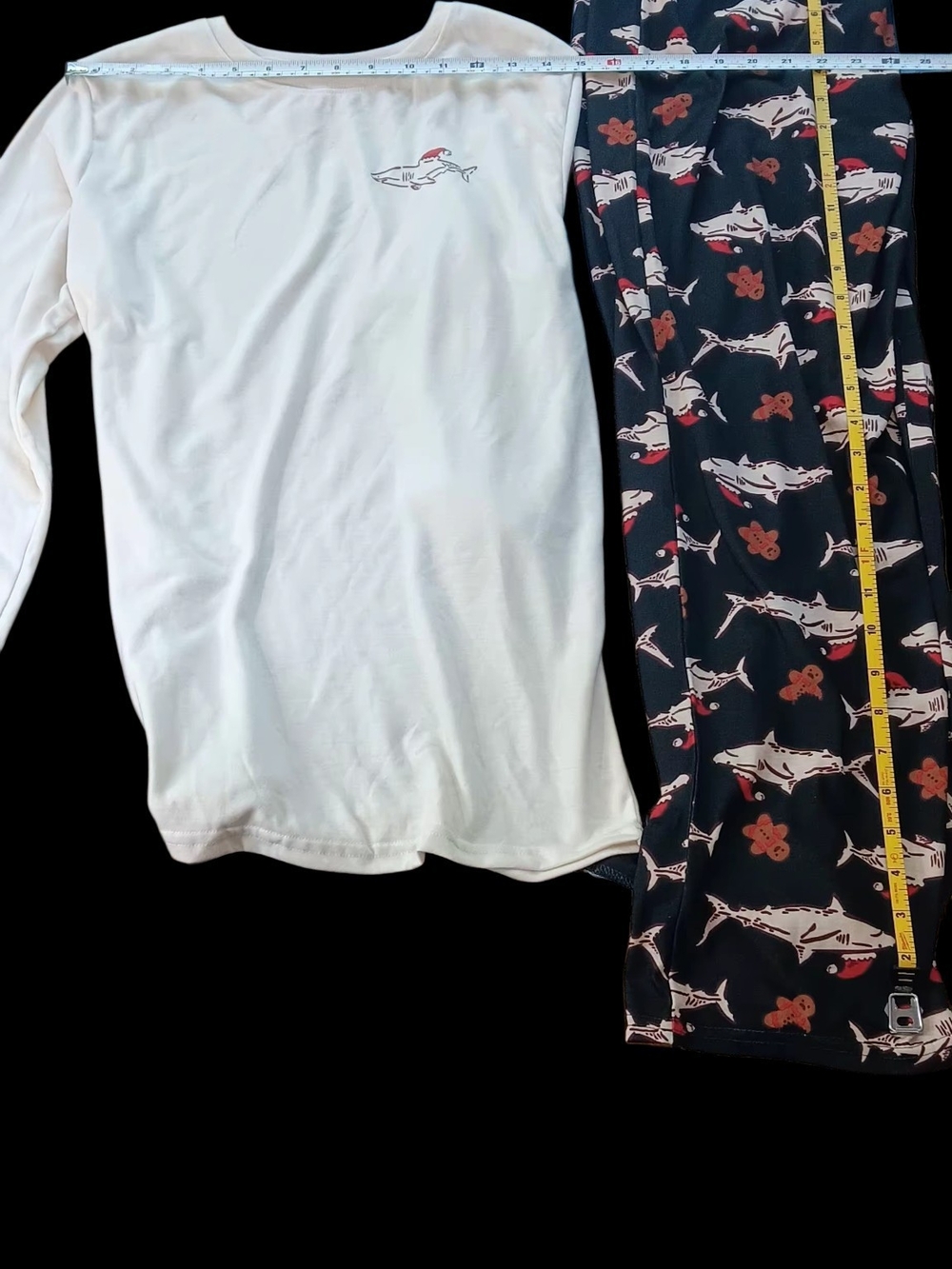 Kids Shark Pajama Set - White Top & Navy Shark Print Pants